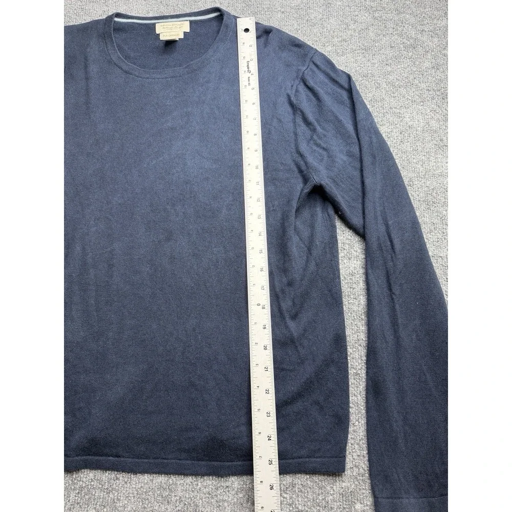 Banana Republic Sweater Mens Large Navy Blue Silk  Cashmere Crew Neck Long Slv